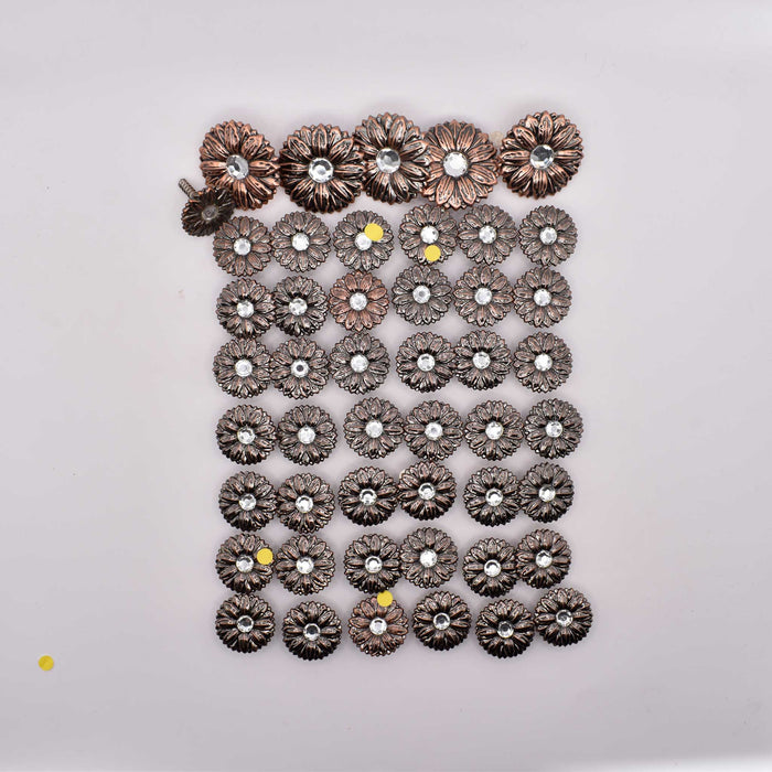 NEW Brass Rhinestone Sunflower Concho Set of 48