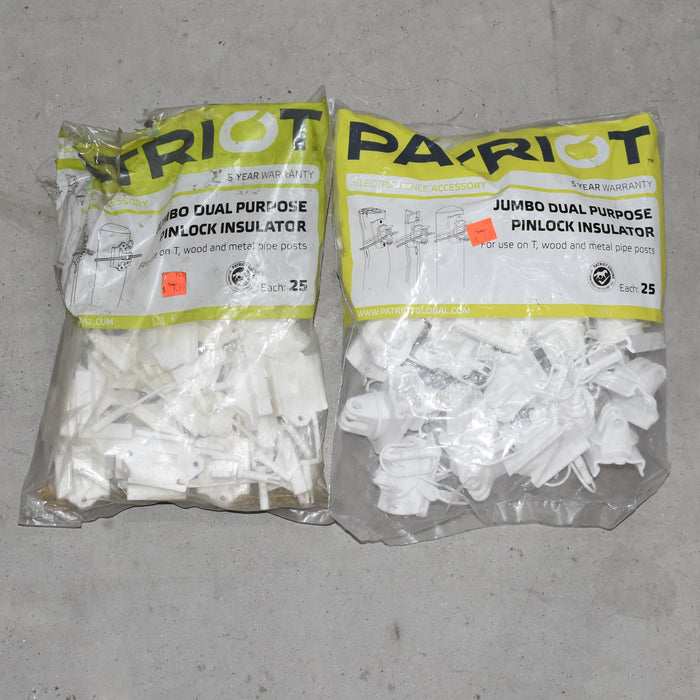 NEW Discontinued Patriot Jumbo Dual Purpose Pinlock Insulator 25pk Bundle Of 2 Sale Barn Patriot