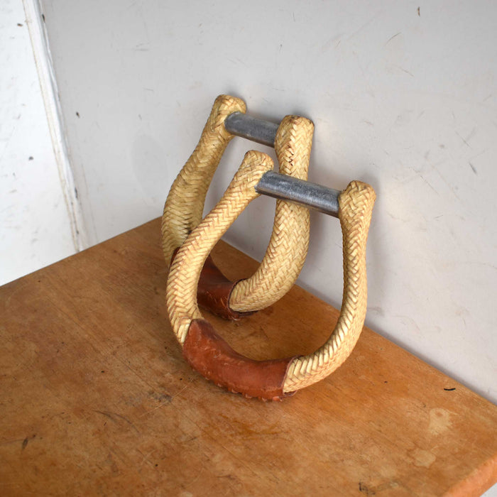 Lightly Used Rawhide Braided Oxbow Stirrups