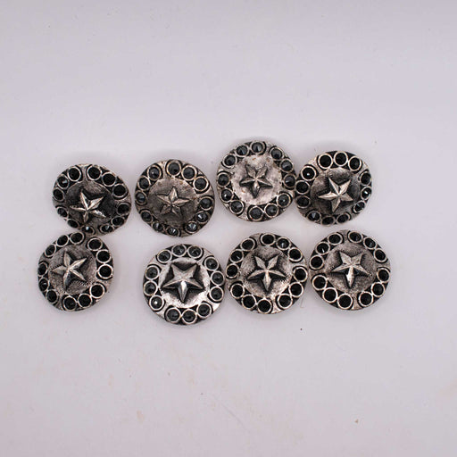NEW Silver Star With Black Rhinestone Concho Set Of 8 Sale Barn TESKEY'S