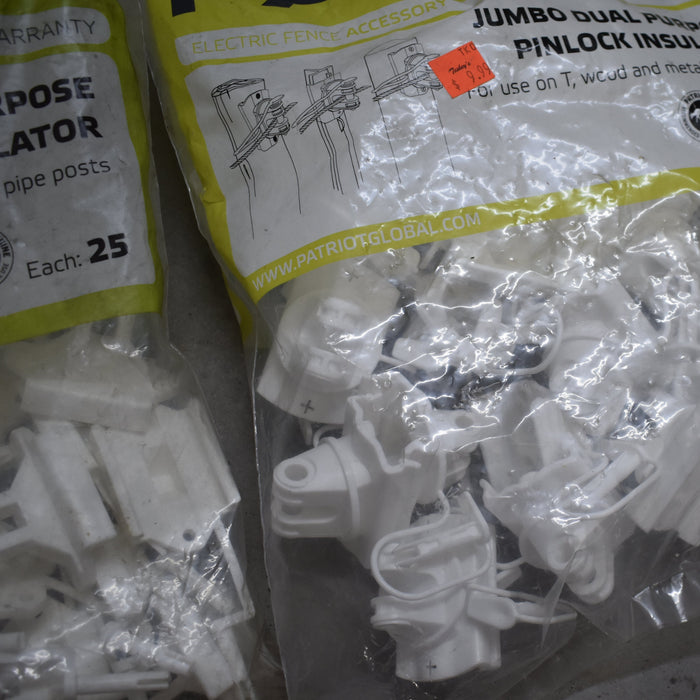 NEW Discontinued Patriot Jumbo Dual Purpose Pinlock Insulator 25pk Bundle Of 2 Sale Barn Patriot