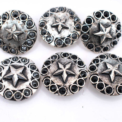 NEW Silver Star With Black Rhinestone Concho Set Of 8 Sale Barn TESKEY'S