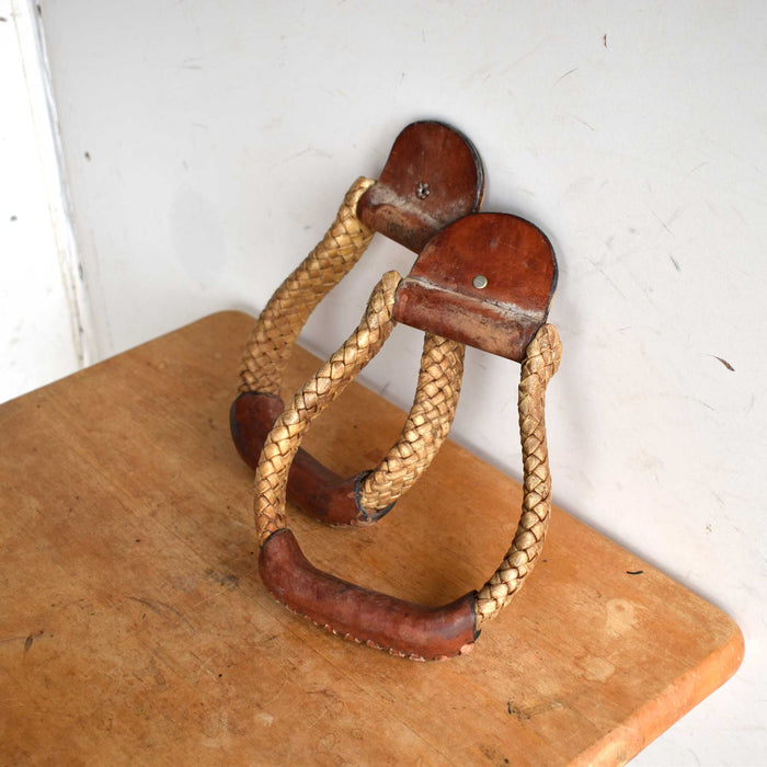 Used Rawhide Large Braid Flat Bottom Oxbow Stirrups