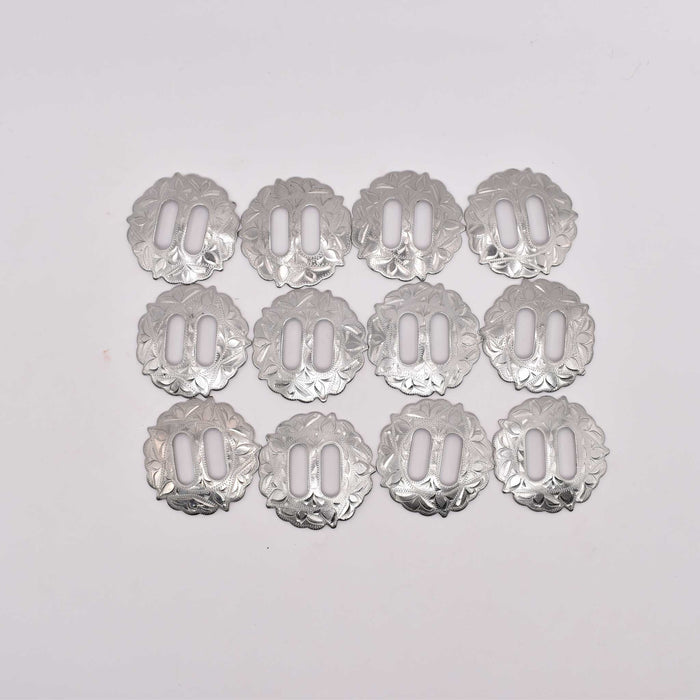 NEW Sterling Silver Slotted Floral Concho Set 12