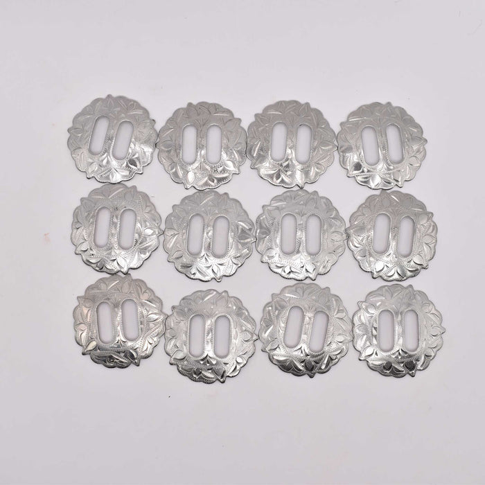 NEW Sterling Silver Slotted Floral Concho Set 12