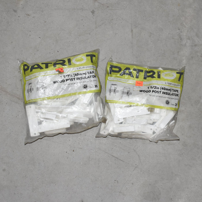 NEW Discontinued Patriot 1 1/2"in Tape Wood Post Insulator 25pk Bundle Of 2 Sale Barn Patriot