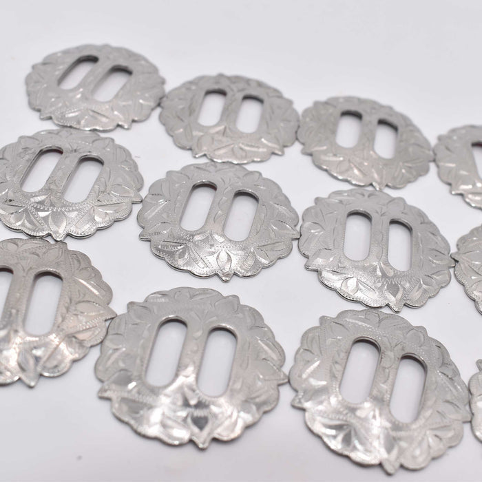 NEW Sterling Silver Slotted Floral Concho Set 12