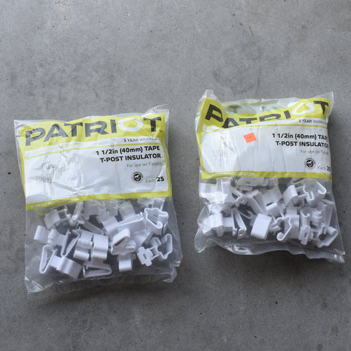 NEW Discontinued Patriot 1 1/2in Tape T-Post Insulator 25pk Bundle Of 2 Sale Barn Patriot
