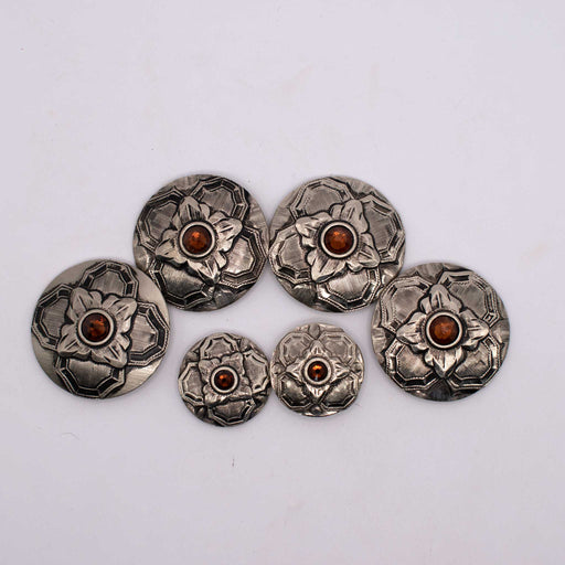 NEW Silver With Orange Floral Concho Set Of 6 Sale Barn TESKEY'S