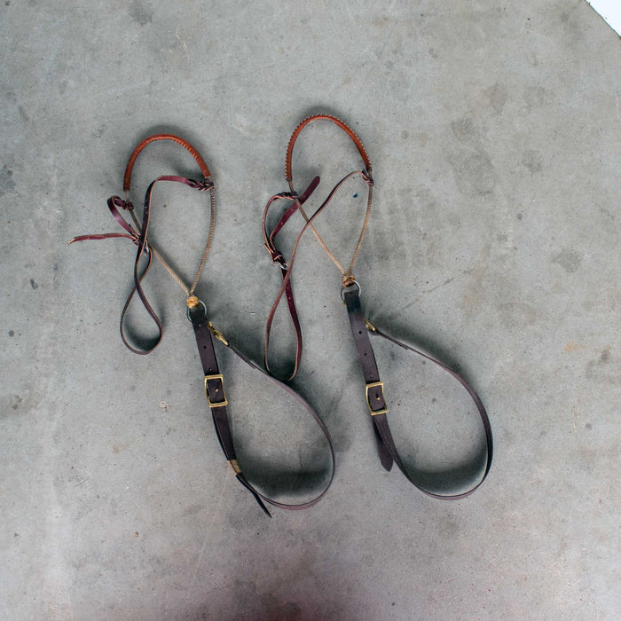 Used Assorted Leather Covered Rope Nosebands With Biothane Tiedowns Set Of 2 Sale Barn Misc
