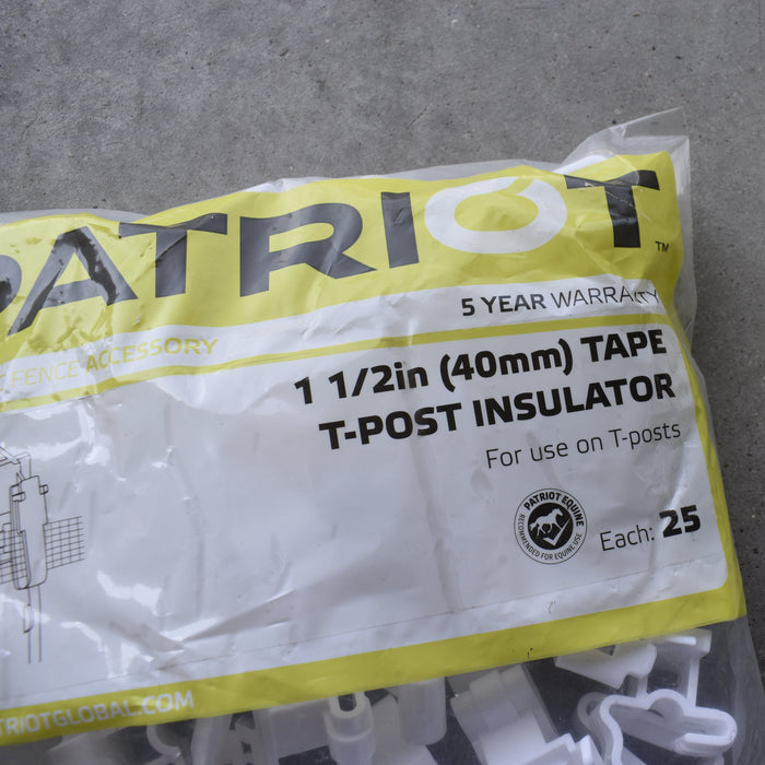 NEW Discontinued Patriot 1 1/2in Tape T-Post Insulator 25pk Bundle Of 2 Sale Barn Patriot