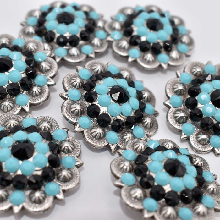 NEW Turquoise Rhinestone Concho Set of 7