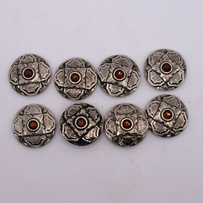 NEW Silver With Orange Floral Concho Set Of 8 Sale Barn TESKEY'S