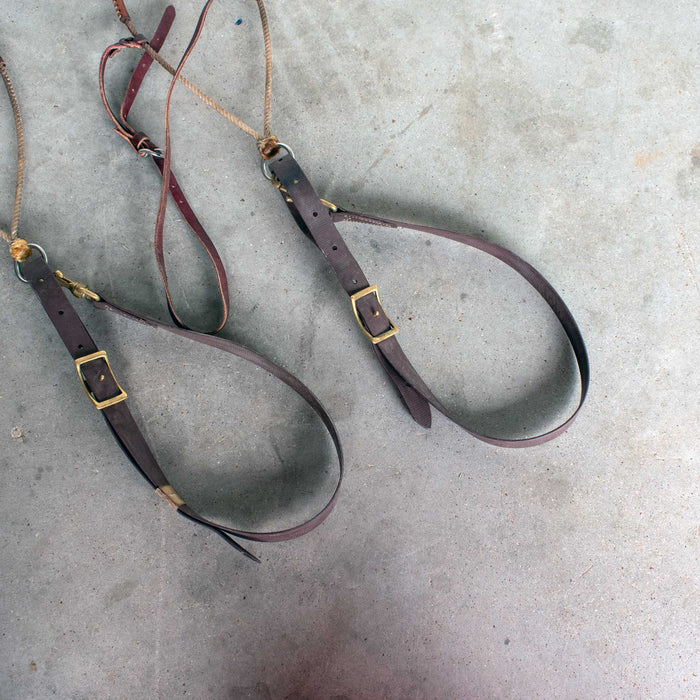 Used Assorted Leather Covered Rope Nosebands With Biothane Tiedowns Set Of 2 Sale Barn Misc
