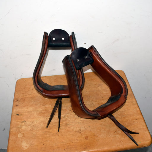 Used Leather Tooled Roping Stirrups Sale Barn misc