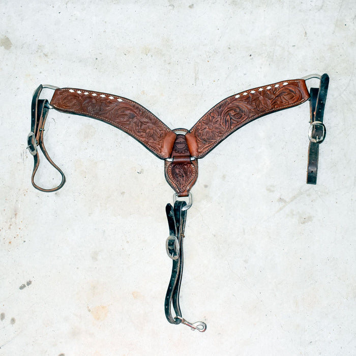 Used Jeff Smith Floral Tooled Breast Collar With White Stitching Sale Barn Jeff Smith