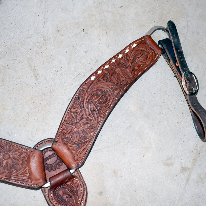 Used Jeff Smith Floral Tooled Breast Collar With White Stitching Sale Barn Jeff Smith