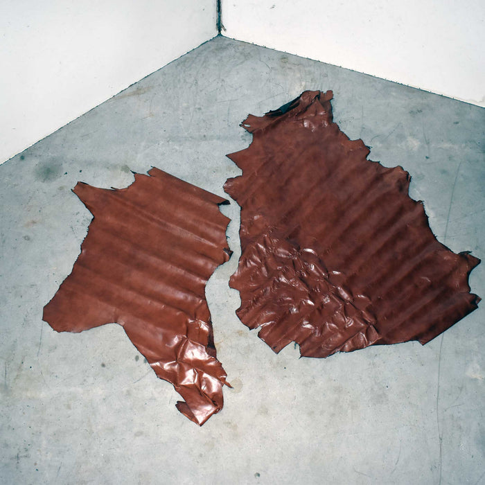 NEW Medium Brown Top Grain Leather Hide Pieces Set Of 2 Sale Barn misc