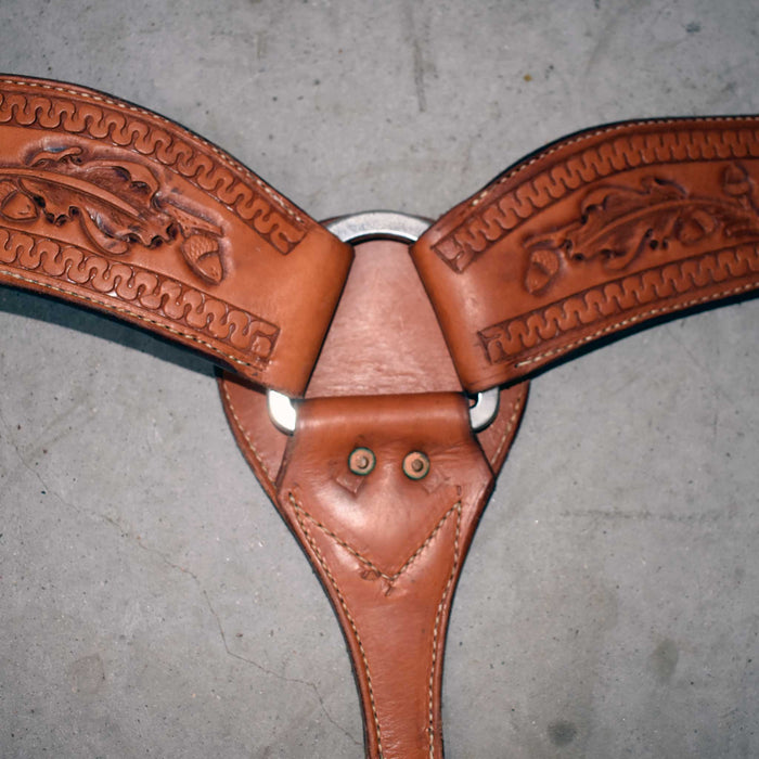 Used Floral Acorn Tooled Breast Collar Sale Barn misc