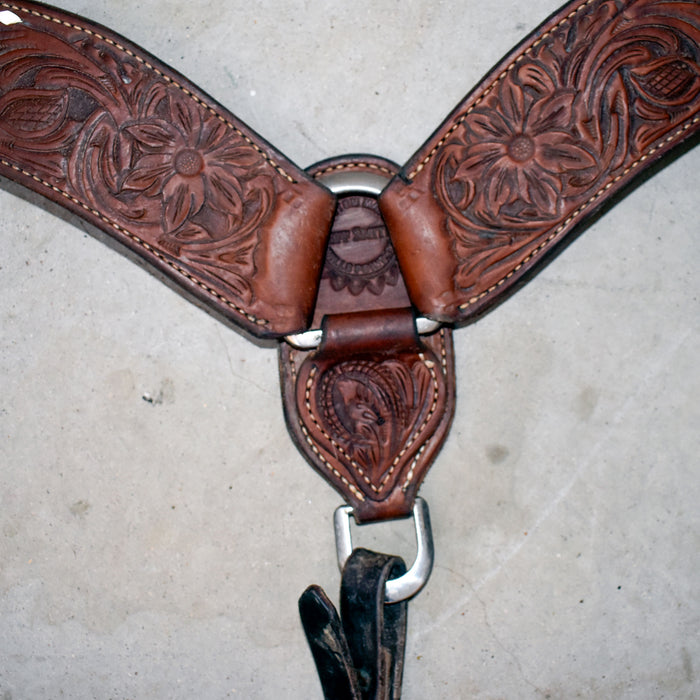 Used Jeff Smith Floral Tooled Breast Collar With White Stitching Sale Barn Jeff Smith