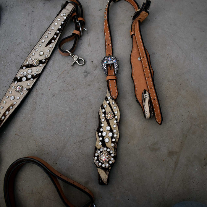 Used Rhinestone Zebra Breast Collar With Matching Noseband Rope Halter & One Ear Headstall Sale Barn misc