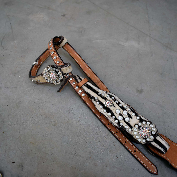 Used Rhinestone Zebra Breast Collar With Matching Noseband Rope Halter & One Ear Headstall Sale Barn misc