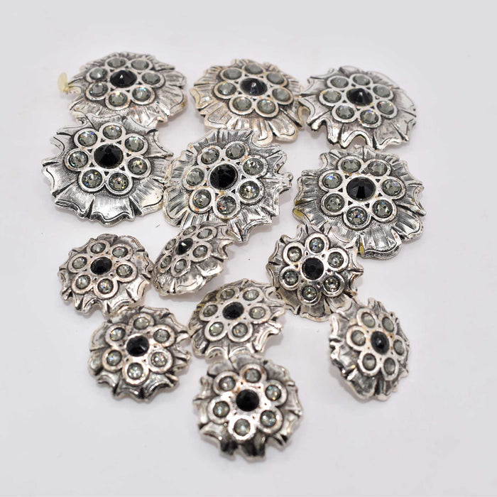 NEW Rhinstone Black Concho Set Of 13