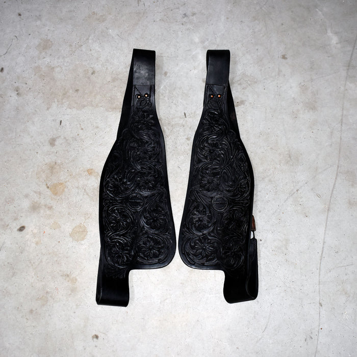 Like NEW Jeff Smith Black Floral Tooled Fenders Sale Barn Jeff Smith