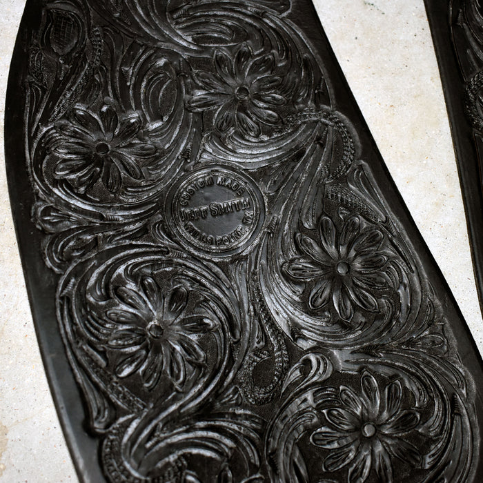 Like NEW Jeff Smith Black Floral Tooled Fenders Sale Barn Jeff Smith