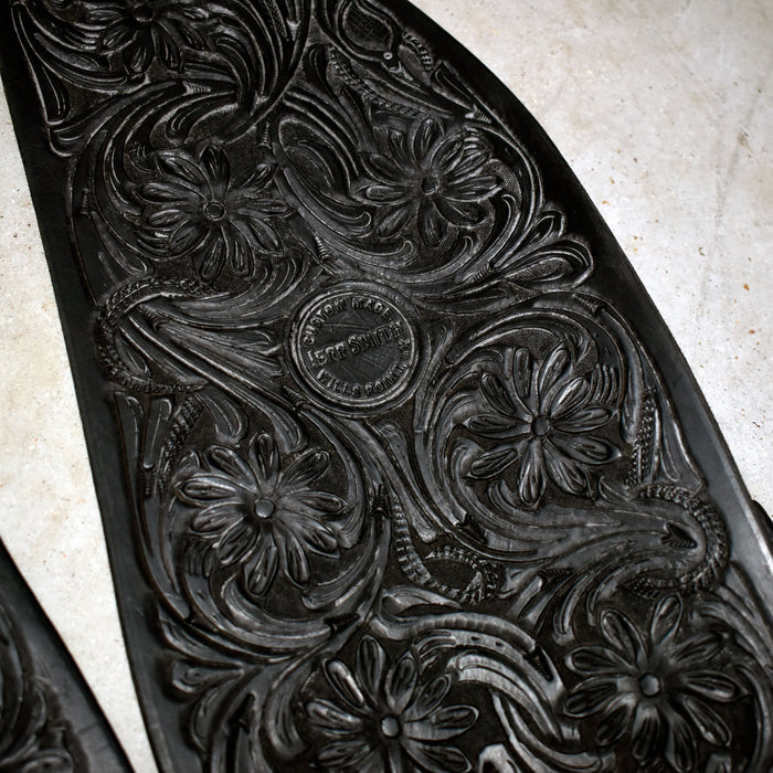 Like NEW Jeff Smith Black Floral Tooled Fenders Sale Barn Jeff Smith
