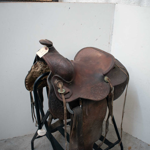 Used 14" Hereford Brand Tex Tan Yoakum Non-Rider Decor Only Saddle Sale Barn Hereford Brand Tex Tan