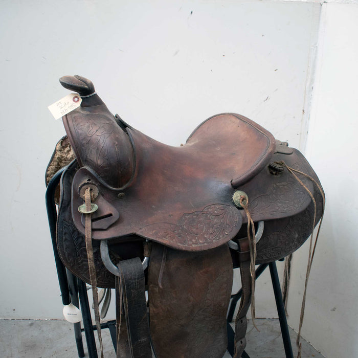 Used 14" Hereford Brand Tex Tan Yoakum Non-Rider Decor Only Saddle Sale Barn Hereford Brand Tex Tan