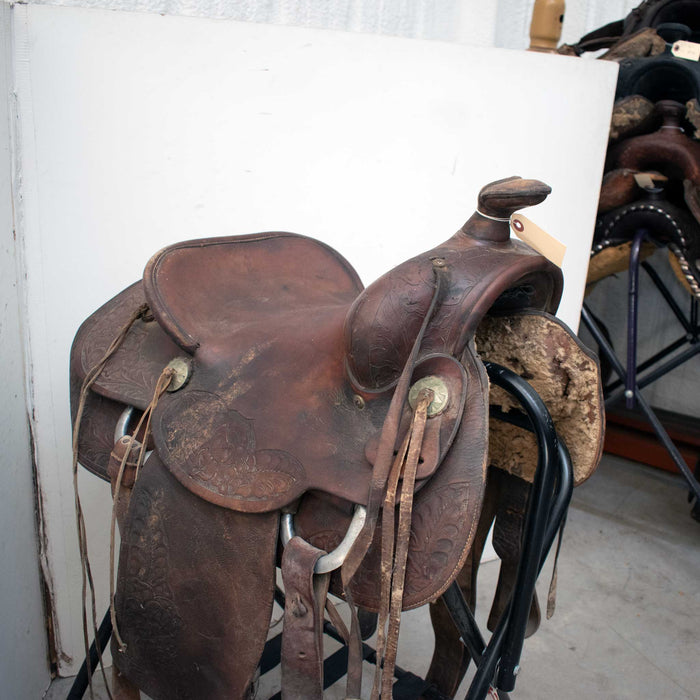Used 14" Hereford Brand Tex Tan Yoakum Non-Rider Decor Only Saddle Sale Barn Hereford Brand Tex Tan