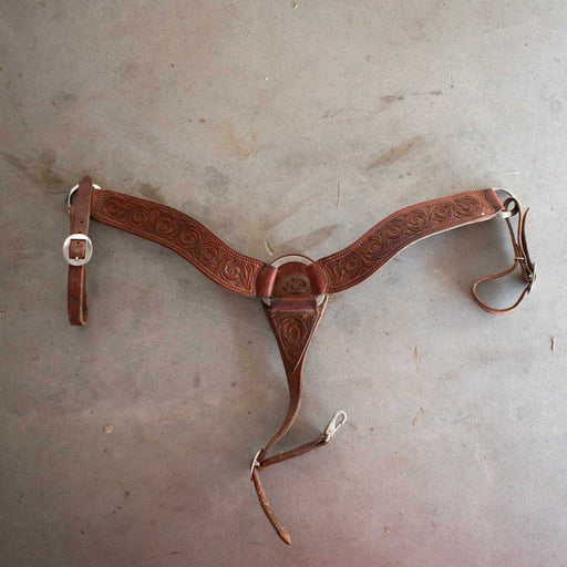Used NRS Floral Tooled Roping Breast Collar Sale Barn NRS
