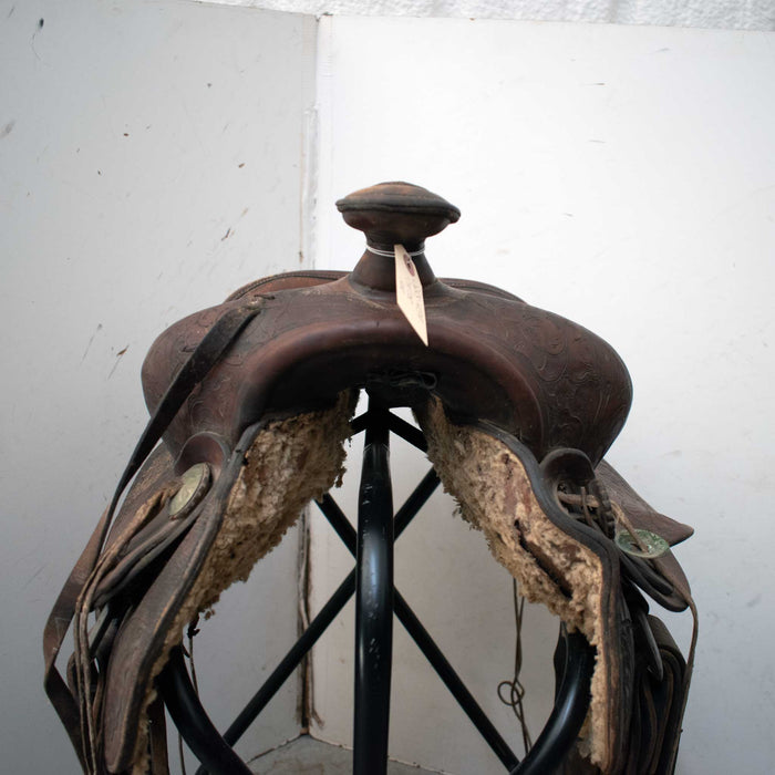 Used 14" Hereford Brand Tex Tan Yoakum Non-Rider Decor Only Saddle Sale Barn Hereford Brand Tex Tan