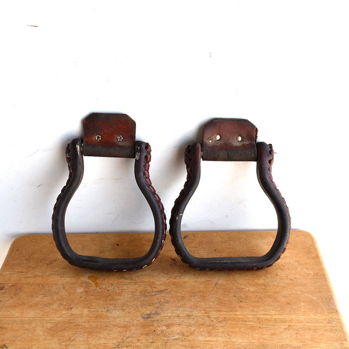 Used Rawhide Covered Metal Stirrups With Latigo Lining Stirrups Sale Barn Teskey's