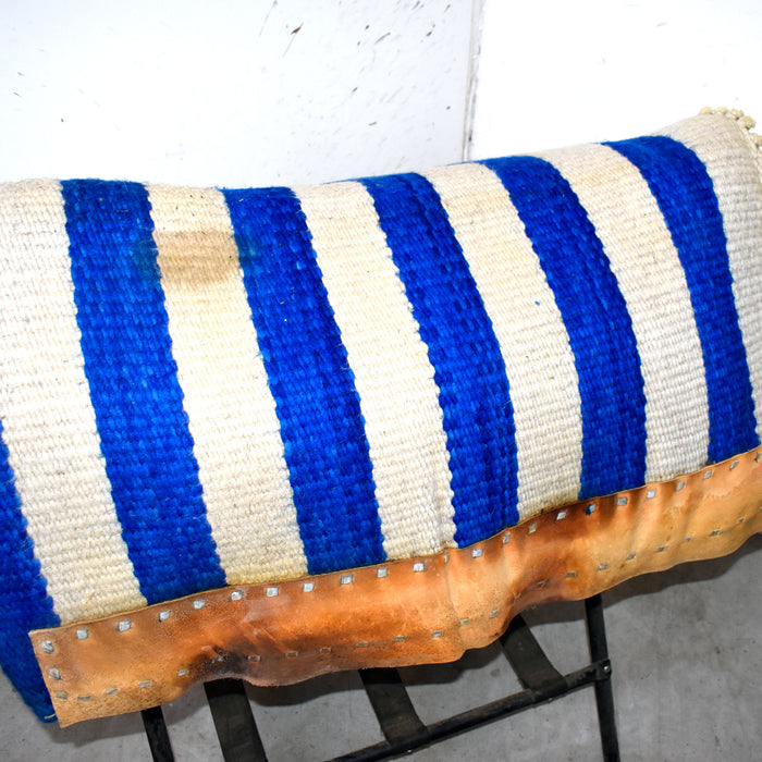 Used Blue/ White Striped Saddle Blanket Sale Barn Misc