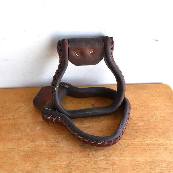 Used Rawhide Covered Metal Stirrups With Latigo Lining Stirrups Sale Barn Teskey's