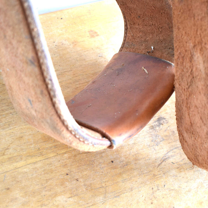 Lightly Used Leather Covered Overshoe Stirrups