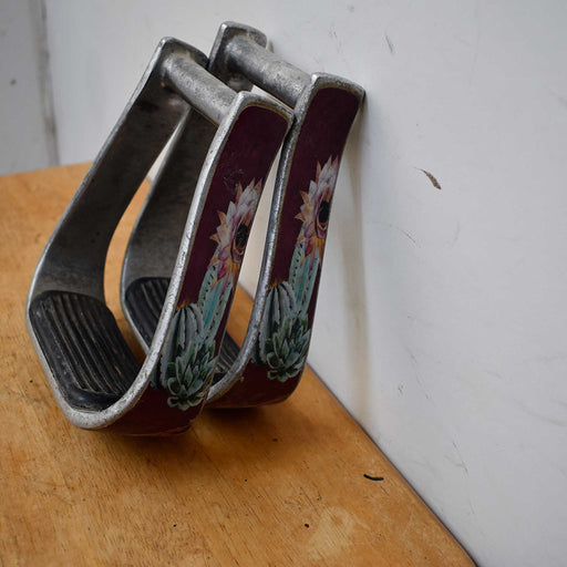 Used Turquoise Cactus Floral Metal Stirrups Sale Barn misc