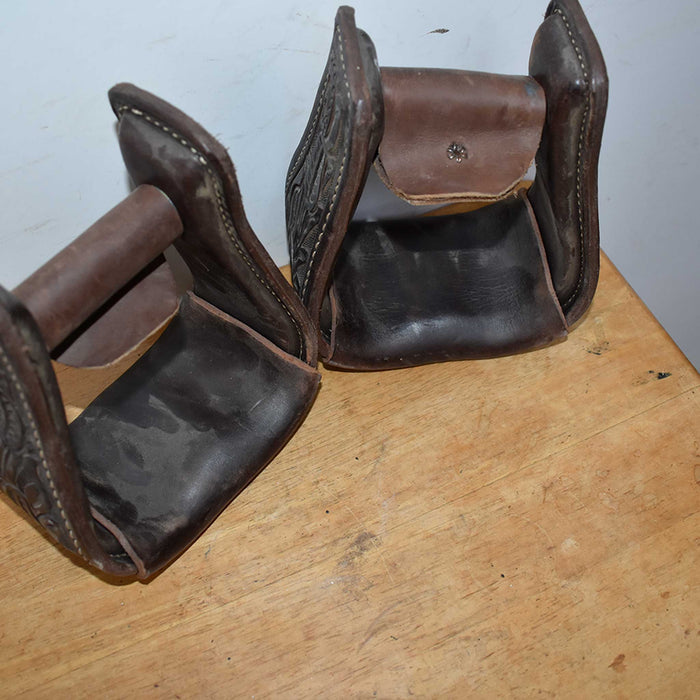 Used Floral Tooled Leather Stirrups Sale Barn misc
