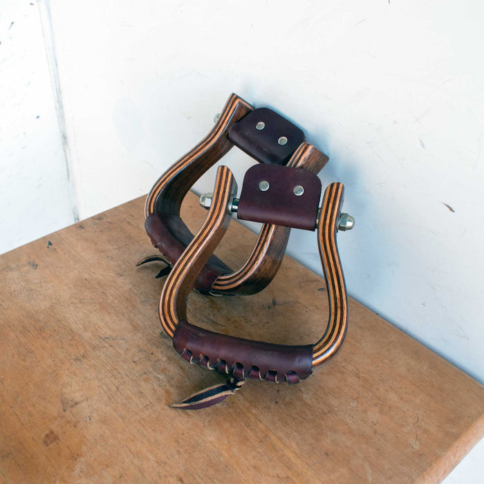 LIKE NEW Don Orrell Galvanized Wooden Stirrups - YOUTH Sale Barn Don Orrell