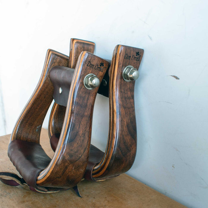 LIKE NEW Don Orrell Galvanized Wooden Stirrups - YOUTH Sale Barn Don Orrell