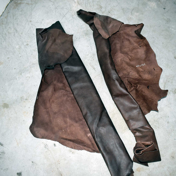 NEW Dark Brown Top Grain Leather Hide Pieces Set Of 2 Sale Barn misc
