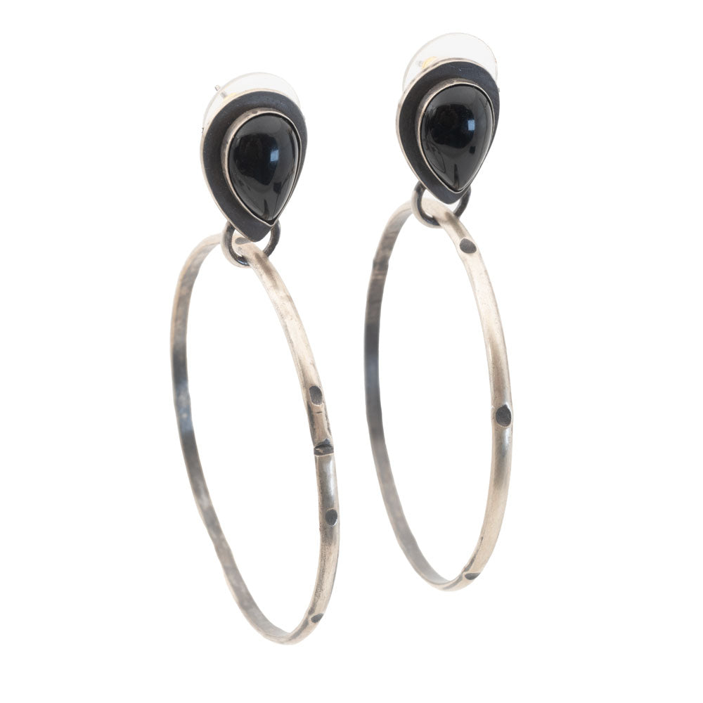 Onyx Stone Hoop Earrings WOMEN - Accessories - Jewelry - Earrings Bunkhouse Designs   