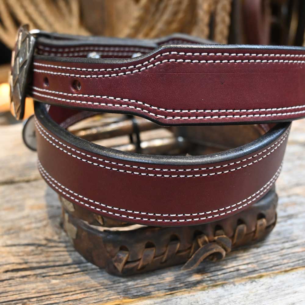 Western Belt - Handmade Double Stitch Belt by Crooked Skull - 34" CSB005 MEN - Accessories - Belts & Suspenders Crooked Skull Leggings