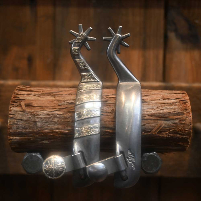 Josh Ownbey Cowboy Line Silver Mounted Spurs 7 pt Rowels Tack - Spurs Josh Ownbey Cowboy Line