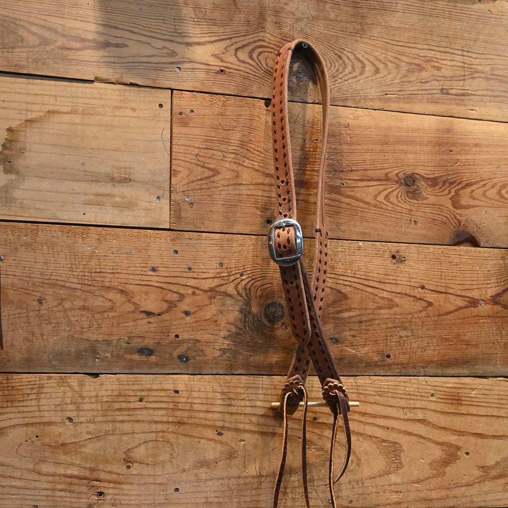 Handmade Brown Buckstitch Split Ear Headstall AAHT056 Tack - Headstalls TESKEY'S