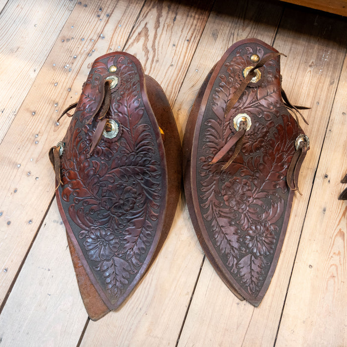 Vintage Tooled Tapaderos with Conchos