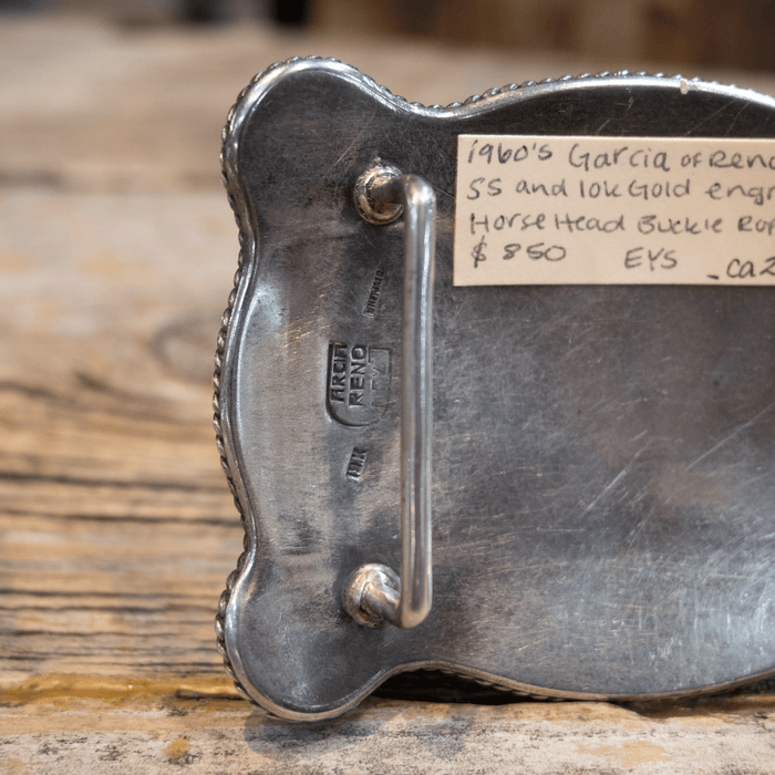 Garcia 1960's Sterling Silver & 10k Gold Horse Head Belt Buckle